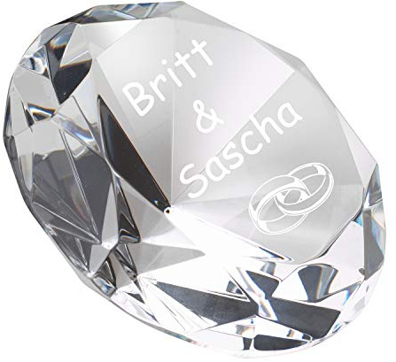 Glasdiamant Kristall Diamant inkl. Gravur Deko Briefbeschwerer graviert Geschenk neu personalisiert