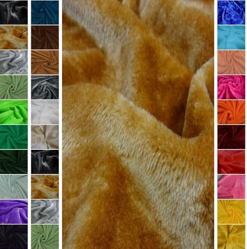 Stoffbook Goldbraun ELASTISCHES Kaninchen-Fellimitat KUNSTFELL Stoff Stoffe, C771