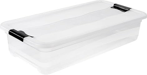 keeeper Aufbewahrungsbox mit Deckel und Schiebeverschluss, 79,5 x 39,5 x 17 cm, 33 l, Cornelia, Transparent