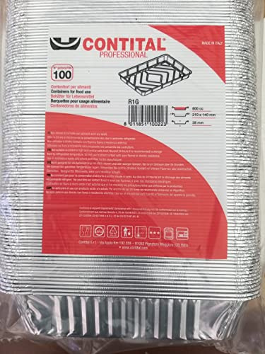 CONTITAL R1G Vaschette Alluminio 2 Porzioni | Teglie Forno Usa e Getta | Contenitori Alimenti, Take Away - 100 Pezzi