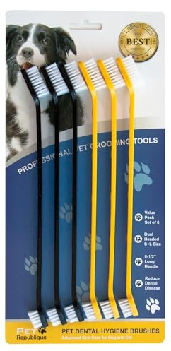 Pet Republique Dog Toothbrush Set of 3 – Dual Headed Dental Hygiene Brushes for Small to Large Dogs, Cats