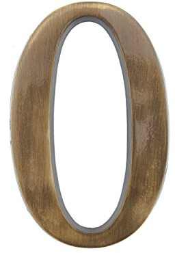 HUBER Hausnummer 0 aus Messing 20 cm I Hausnummern für Haus & Tür I Hausnummer XL I Hausnummernschilder in edlem Messing 3D Design, house number