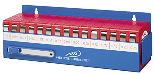 Helios Preisser Fühlerlehrenset im Wandhalter (nachfüllbar, mit Beschriftung, 330 x 100 x 110 mm, Messbereich 0,01 – 0,25) 0611 180