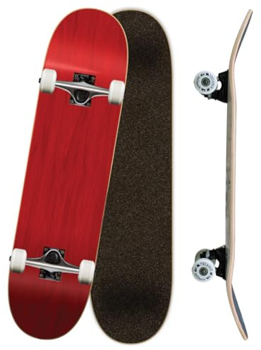 Yocaher BlackWidow Professionelles komplettes Skateboard mit 7-lagigem Ahorn-Deck, 19,7 cm, Premium-Griffband, Aluminiumlegierung, ABEC-9-Kugellager (komplett – 7,75 – Rot)