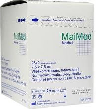 VLIESKOMPRESSEN 7,5x7,5 cm steril 6fach 50 Stück