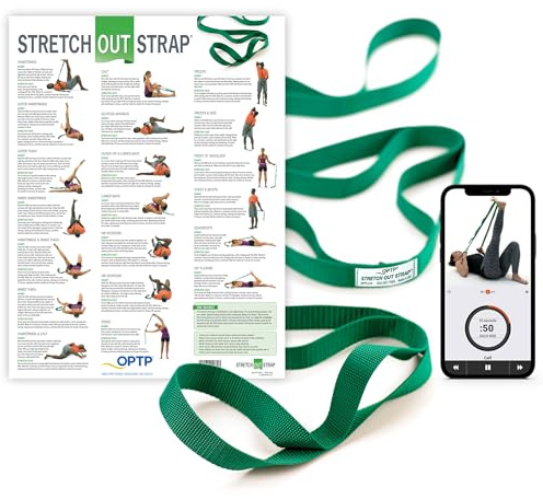 OPTP The Original Stretch Out Strap with Exercise Poster, USA Made Top Choice Stretch Out Straps for Physical Therapy, Yoga Stretching Strap or Knee Therapy Strap