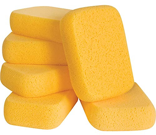 QEP 70005Q-6D 7.5 Inch x 5.5 Inch x 1.875 Inch Grouting, Cleaning and Washing Sponge, X-Large, 6-Pack, Yellow, 6 Pack