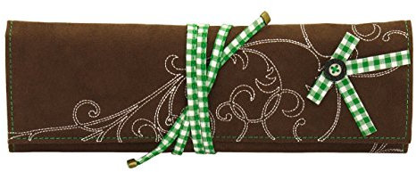 Friedrich|23, Schmuckrolle, 27 x 9,5 x 3 cm, Kordelverschluss, Ideal für Reisen, Feinsynthetik, Bavaria, Braun/Grün, 23328-7