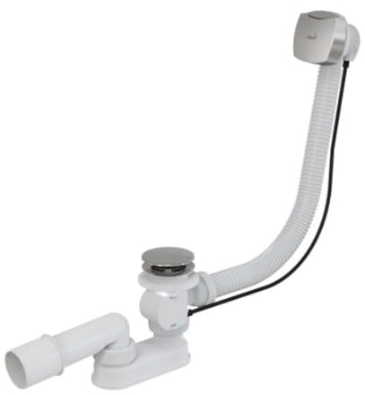 Badewanne Wannenablauf Ab-Überlaufgarnitur Länge 800 mm Chrom Automat mit Bowdenzug Stöpsel Groß Ablaufgarnitur Wannenabfluss Siphon