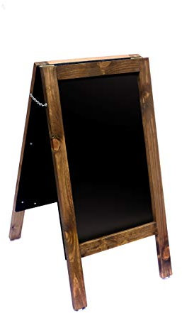 Heavy Duty Medium Oak A Frame Chalkboard/Blackboard. Fitted with Tough Melamine™ Hard Plastic, Non Porous Panels - Easy to Clean. 80cm x 40cm for Chalk Markers and Chalk. Double Sided Sign.