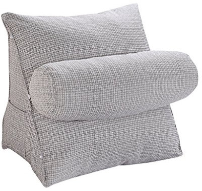 Baumwoll Leinen Sofa Couch Stuhl Bette Rückenkissen Rückenstütze Kissen für Hause, Schlafzimmer, Zimmer, Büro, 47x45x23cm , Farben Auswählbar - Grau, 47x45x23cm