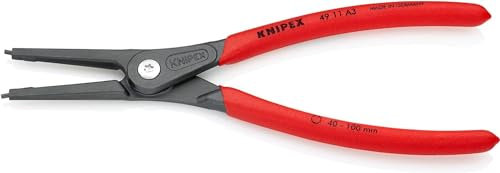 KNIPEX 49 11 A3 SB Precision Circlip Pliers for external circlips on shafts grey atramentized with non-slip plastic coating 225 mm (Blister Packed)