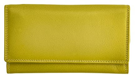 Josephine Osthoff Geldbörse Damen Leder Länglich Portemonnaie mit Reißverschluss KleinGeldbörse Kreditkartenetui RFID-Schutz Geldbeutel mit Münzfach (904), Farbe:Limone