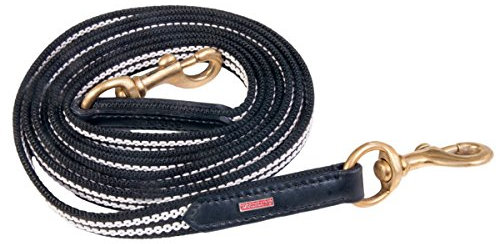 Karlslund Zügel Woven Rubber Reins Brass, Black/White, k381-blw-bra