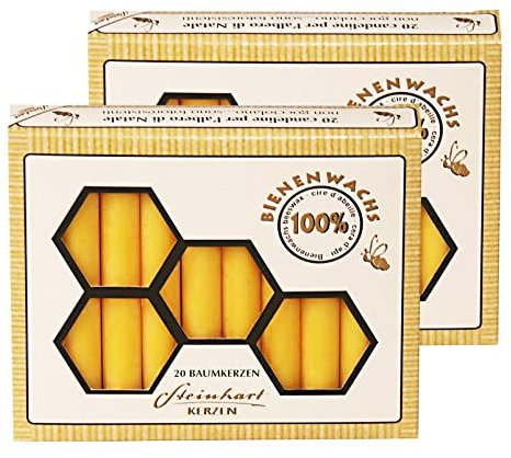 100% Bienenwachs Baumkerzen (40 Stk.) Christbaumkerzen