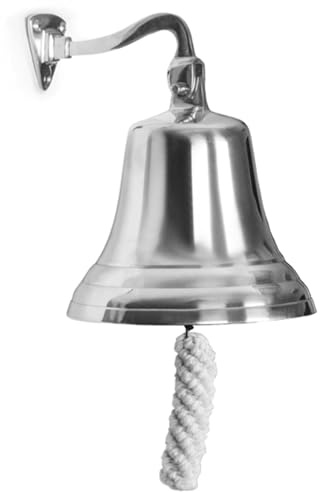 bar@drinkstuff Chrome Last Orders Bell – Small 3.5 / 90 mm Wall-Mounted Pub & Home Bar Bell, Brass with Chrome Finish, Cast-Iron Ringer & Rope Pull