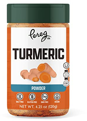 Pereg Ground Turmeric Powder (4.25 Oz) - Ground, Raw, Rich Natural Yellow Color- With Curcumin & Antioxidants - Indian Spice - Non-GMO, All Natural, Non-Irradiated