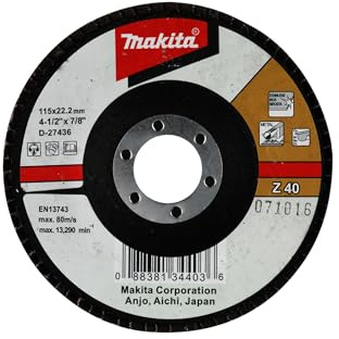 Makita D-27436 - disco lamellare curvato 115 zirconio-alluminio 40-bodied Grano in fibra di vetro