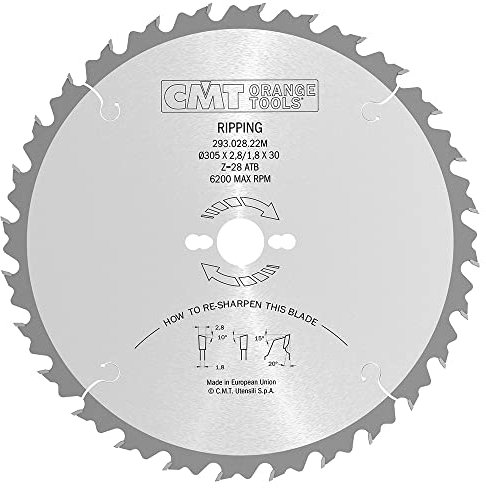 CMT ORANGE TOOLS 293.028.22M - HM LÄNGSCHNITTSÄGE 305X2.8X30 Z28 10° WECHSELZAHN
