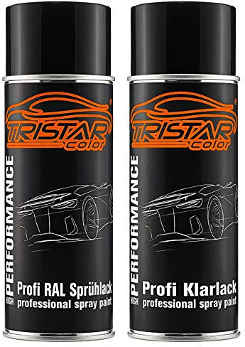 TRISTARcolor RAL 9002 Grauweiss und hochglanz Klarlack Spraydose (jew. 400 ml)