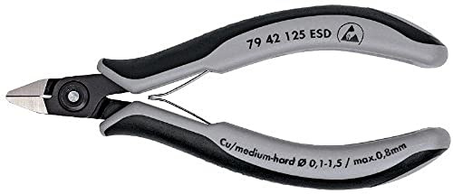 Knipex 79 42 125 ESD - Zange (seitenschneidend, Chrom-Vanadium-Stahl, Kunststoff, Schwarz/Grau)