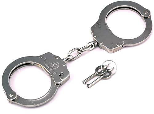 VIPERTEK Double Lock Steel Police Edition Professional Grade Handcuffs (Silver) by Vipertek