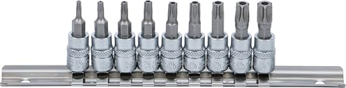 BGS 2165 | Juego de puntas de vaso | entrada 6,3 mm (1/4) | perfil en T (para Torx) con perforación T10 - T50 | 9 piezas