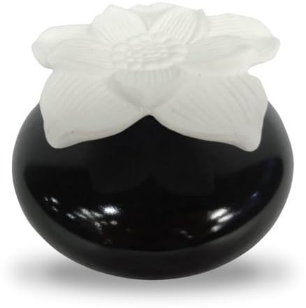 Zen'Arôme – diffusor för eteriska oljor, rumsdoft och doft för hemmet tack vare kapilläreffekt, keramik och gips, naturlig diffusion, påskliljsblomma, svart