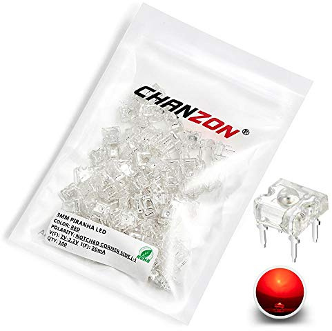 Chanzon 100 pcs 3mm Piranha Red LED Diode Lights (Round Super Flux 4 pins Clear DC 2V 20mA) Lighting Bulb Lamps Electronics Components Light Emitting Diodes
