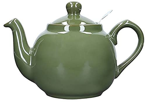 London Pottery Farmhouse - Tetera pequeña de cerámica con infusor, Color Verde, 2 Tazas (600 ml)