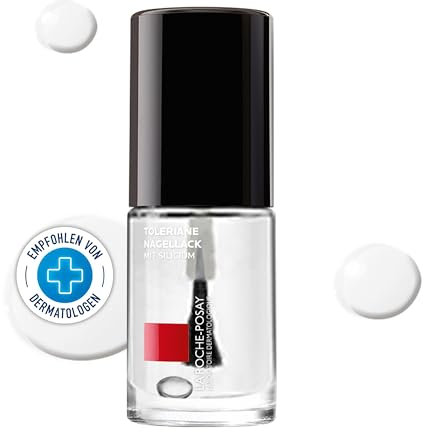 La Roche-Posay Toleriane, Smalto per Unghie, Unghie Fortificate e Protette, Colore: Brillante, Con Silicio e Filtro Solare Mexoryl XL, Colore: Top Coat, 6 ml