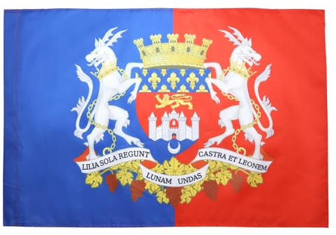 AZ FLAG Drapeau Bordeaux avec armes 90x60 cm Polyester 100D Fourreau | Usage intérieur et extérieur Drapeau décoratif français coutures doubles et bords renforcés avec fourreau pour mât