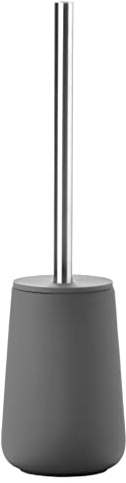 Zone Denmark Nova Toilettenbürste, Klobürste aus Porzellan und Edelstahl, WC Bürste mit Bürstenhalter, Soft-Touch-Beschichtung, Durchm. 10,3 cm, Höhe 37 cm, Grau