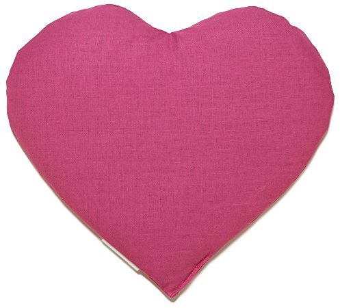 Coussin aux pépins de raisins en forme de coeur environ 30x25cm fuchsia - Coussin thermique - Coussin aux graines - Bouillotte sèche