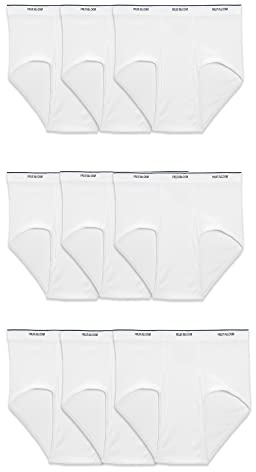 Fruit of the Loom Men's Underwear Briefs, Tag Free & Moisture Wicking, Assorted Color Multipacks, 9 Pack - White, Medium