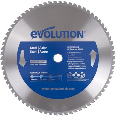 Evolution Power Tools 15BLADEST Steel Cutting Saw Blade, 15-Inch x 70-Tooth