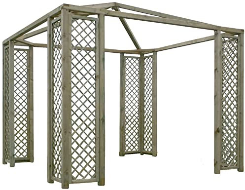 GAZEBO GIARDINO LASA 3X3 MT IN LEGNO IMPREGNATO PER ARREDO ESTERNO PISCINA