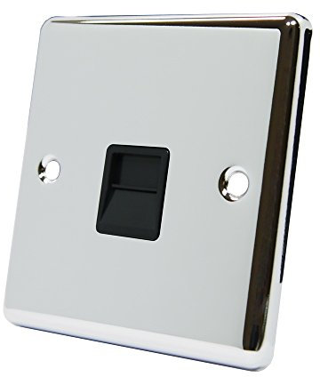 AET CPCTELMBL Polished Chrome Classical Telephone Master Black Insert-BT Phone Socket, 240 V