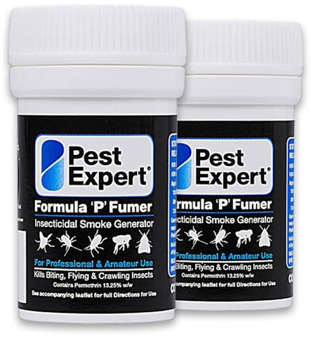 Pest Expert Carpet Moth Killer Smoke Bombs Strong Treatment 2 x 3.5g - Formula 'P' Maximum Strength Moth Bomb, Fast-Acting for Effective Control, Professional Strength for Approved Amateur Use
