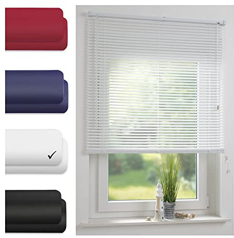 Liedeco Jalousie aus Kunststoff, 160 cm Länge, Kunststoff-Jalousie weiß Breite 110 cm