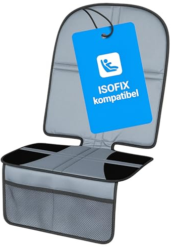 Walser Kindersitzunterlage, Auto-Sitzschoner Kindersitz, PKW-Sitzauflage rutschfest, Tidy Fred XL Kindersitz-Unterlage ISOFIX-kompatibel grau/schwarz