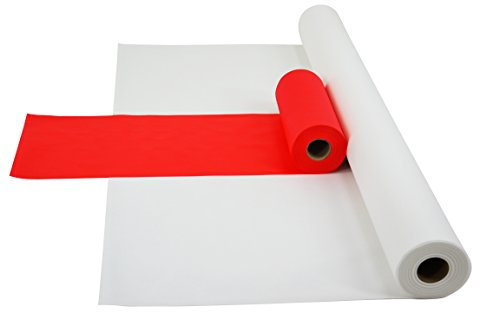 Sensalux Kombi-Set 1 Tischdeckenrolle 1,5m x 25m + Tischläufer 30cm (Farbe nach Wahl) Rolle weiß Tischläufer rot
