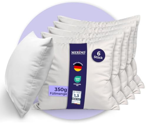 Merino® Sofakissen 40x40cm - 6er Set - Hypoallergenes, Flauschiges Kopfkissen - Kissenfüllung für Bett und Sofa, mit praktischem Reißverschluss - Weiche Innenkissen perfekt als Kissen und Dekokissen