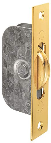 SASH WINDOW AXLE PULLEY NO 3 SQUARE POLISHED BRASS FOREND WITH BRASS WHEEL