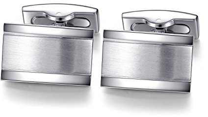 HONEY BEAR Herren Manschettenknöpfe Hochzeit Cufflinks Manschettenknopf Gebürstet-Silber Edelstahl (Silber)