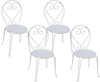 Vente-unique - Gartenstuhl 4er-Set - Metall in Eisenoptik - Weiß - GUERMANTES von MYLIA