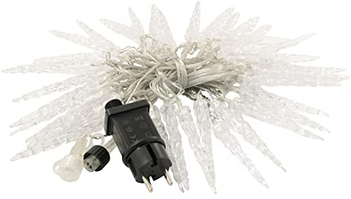 LED Lichterkette mit kalt-weißen beleuchteten Eiszapfen, für Innen und Außen geeignet, Erweiterbar um 2 Lichterketten (40-er Eiszapfen-Lichterkette)