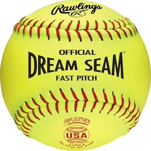 Rawlings | Official DREAM SEAM Fastpitch Softballs | USA/ASA | 11 Pro Leather Cover | C11RYLA | 12 Count