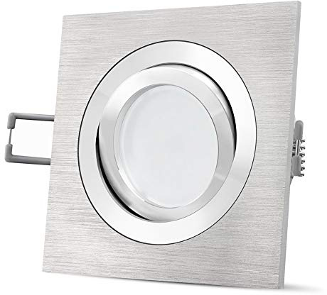 SSC-LUXon LED Einbaustrahler QF-2 quadratisch & schwenkbar - inkl. Milky LED GU10 4W 230V warmweiß - Einbauspot Alu gebürstet