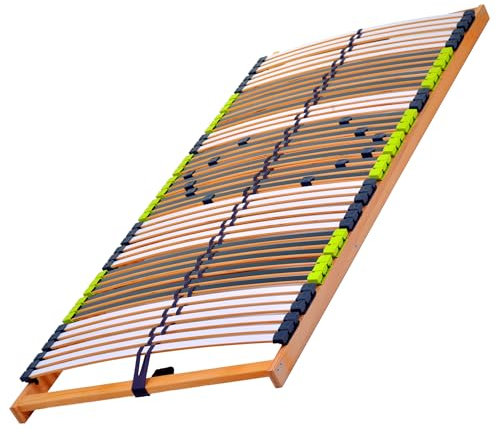 DaMi 7-Zonen Lattenrost Relax NV 90x200cm I mit 6 Härtestufen, Made in Germany, Buche & Birke, 42 Federholzeisten, Bett Lattenrahmen zur Selbstmontage, Bettrost extrem hochwertig & stabil